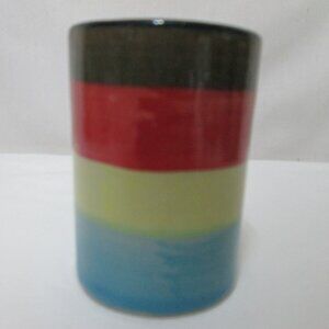 Vintage glazed Stoneware stemless Mug Cup handmade pottery stoneware